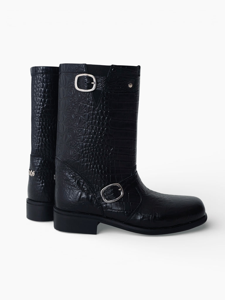 GAVIAL BIKER BOOTS in Black